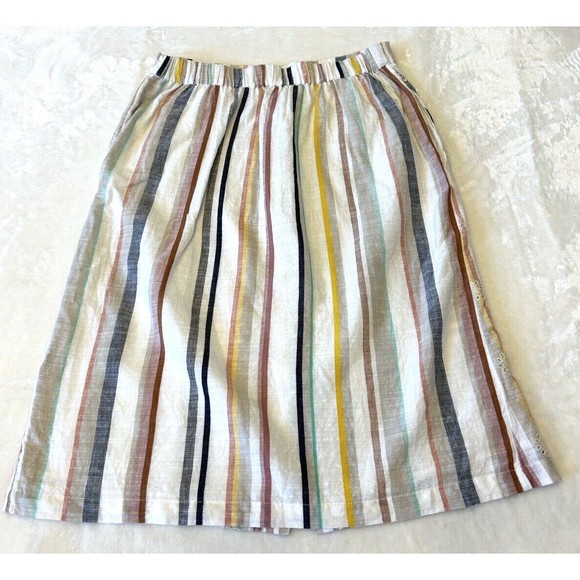 LoveStitch Women Skirt Knee Length Sz M Cotton Boho Front Pull On Pockets Lined - Picture 2 of 7